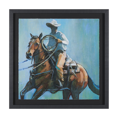 Round Up II Cowboy and Horse by Mercana Studio Hand Embellished Framed Art Print Matted under Glass by Mercana at Eve Furniture