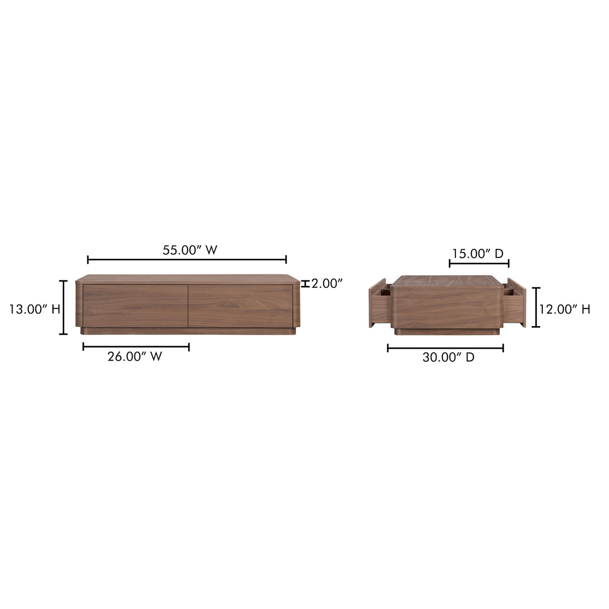 Round Walnut Brown Off Coffee Table by Moe's Home at Eve Furniture