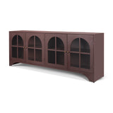 Rousseau 4 Door Closed Sideboard | Arched Glass | Burgundy Metal by Mercana at Eve Furniture