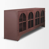 Rousseau 4 Door Closed Sideboard | Arched Glass | Burgundy Metal by Mercana at Eve Furniture