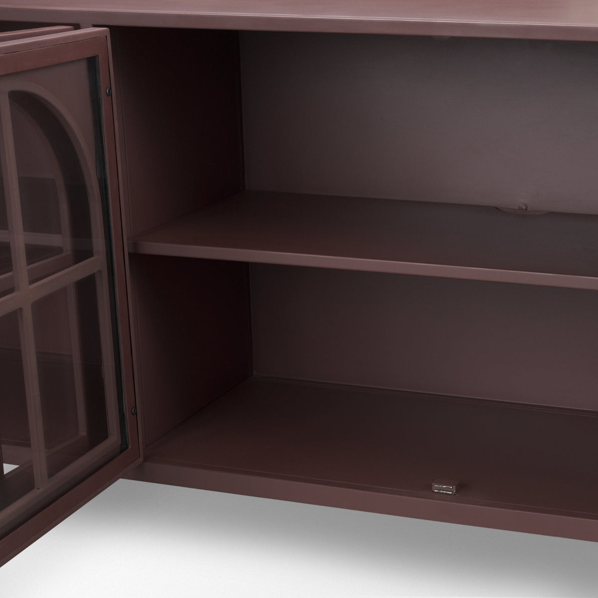 Rousseau 4 Door Closed Sideboard | Arched Glass | Burgundy Metal by Mercana at Eve Furniture