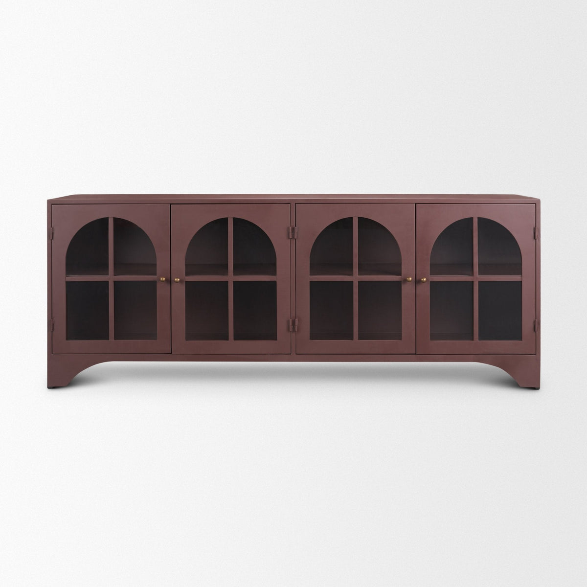Rousseau 4 Door Closed Sideboard | Arched Glass | Burgundy Metal by Mercana at Eve Furniture