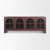 Rousseau 4 Door Closed Sideboard | Arched Glass | Burgundy Metal by Mercana at Eve Furniture