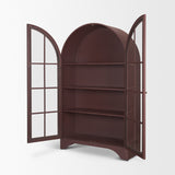 Rousseau Arched Curio Cabinet w/ Glass Doors | Burgundy Metal by Mercana at Eve Furniture