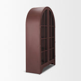 Rousseau Arched Curio Cabinet w/ Glass Doors | Burgundy Metal by Mercana at Eve Furniture
