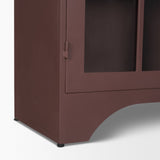 Rousseau Arched Curio Cabinet w/ Glass Doors | Burgundy Metal by Mercana at Eve Furniture