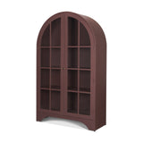 Rousseau Arched Curio Cabinet w/ Glass Doors | Burgundy Metal by Mercana at Eve Furniture