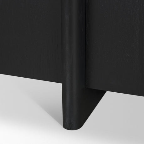 Rowan Black Oak Wood Closed 4 Door Sideboard by Mercana at Eve Furniture