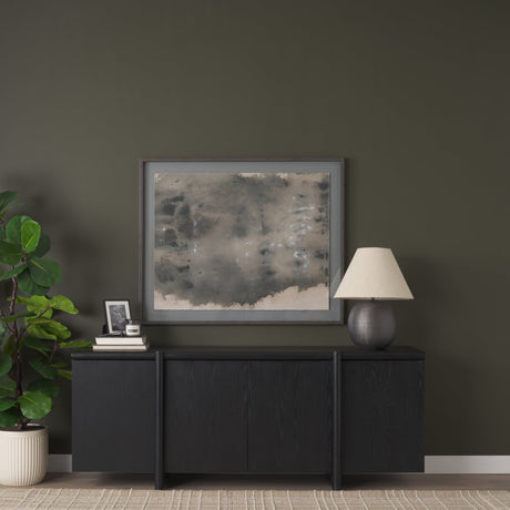 Rowan Black Oak Wood Closed 4 Door Sideboard by Mercana at Eve Furniture