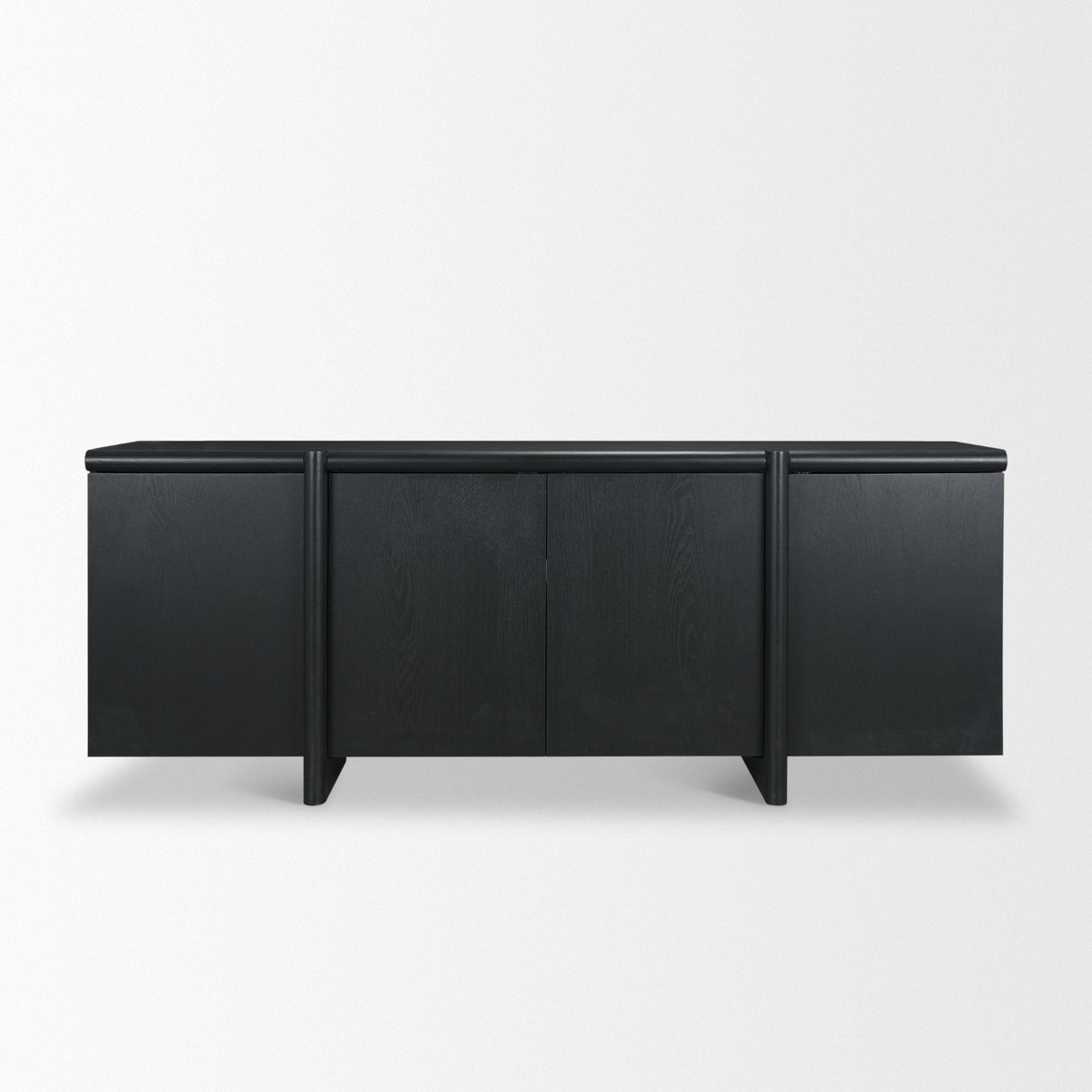 Rowan Black Oak Wood Closed 4 Door Sideboard by Mercana at Eve Furniture