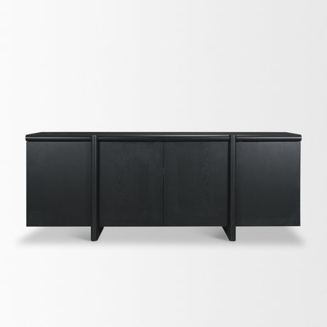 Rowan Black Oak Wood Closed 4 Door Sideboard by Mercana at Eve Furniture