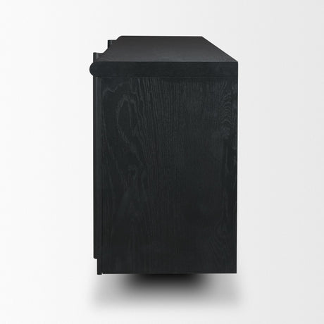 Rowan Black Oak Wood Closed 4 Door Sideboard by Mercana at Eve Furniture