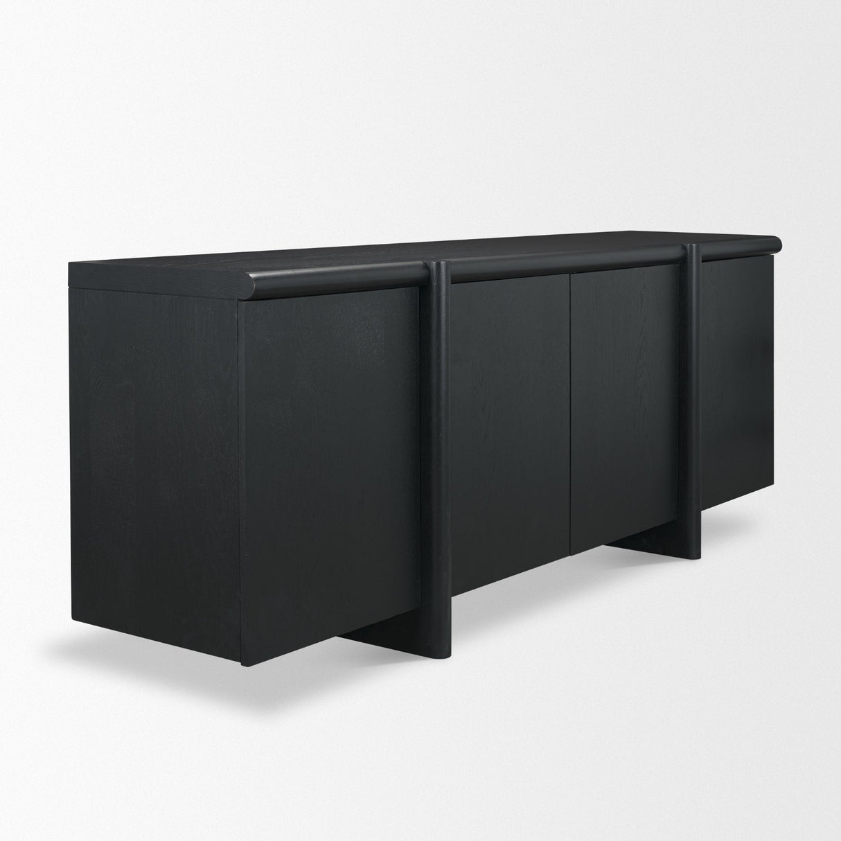 Rowan Black Oak Wood Closed 4 Door Sideboard by Mercana at Eve Furniture