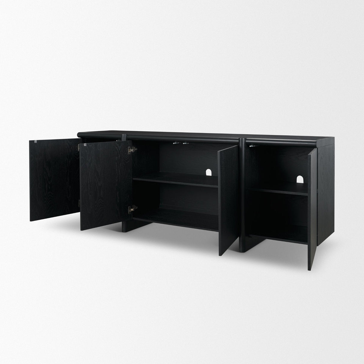 Rowan Black Oak Wood Closed 4 Door Sideboard by Mercana at Eve Furniture