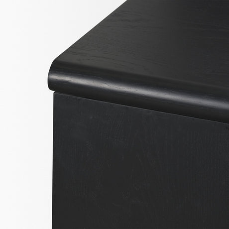 Rowan Black Oak Wood Closed 4 Door Sideboard by Mercana at Eve Furniture
