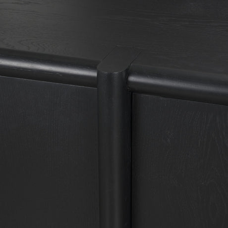 Rowan Black Oak Wood Closed 4 Door Sideboard by Mercana at Eve Furniture