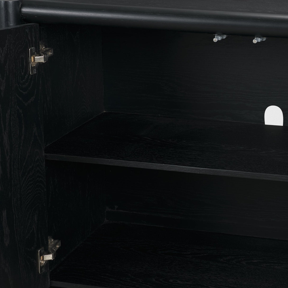 Rowan Black Oak Wood Closed 4 Door Sideboard by Mercana at Eve Furniture