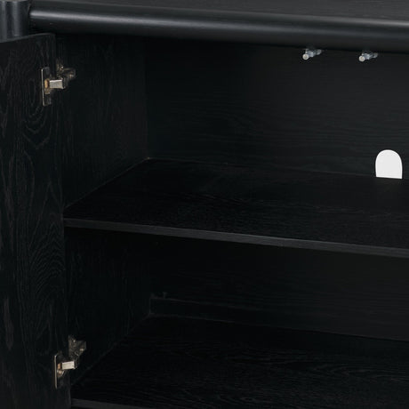 Rowan Black Oak Wood Closed 4 Door Sideboard by Mercana at Eve Furniture