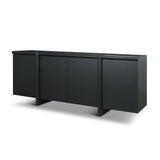 Rowan Black Oak Wood Closed 4 Door Sideboard by Mercana at Eve Furniture