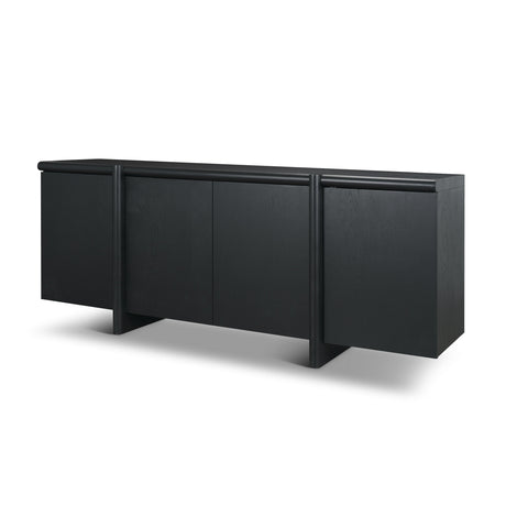 Rowan Black Oak Wood Closed 4 Door Sideboard by Mercana at Eve Furniture
