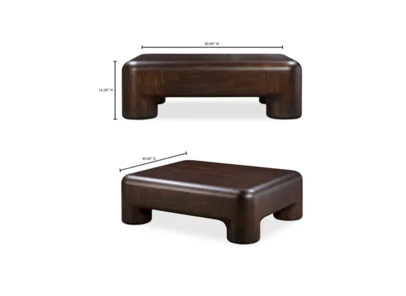 Rowan Coffee Table Dark Brown by Moe's Home at Eve Furniture