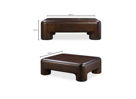 Rowan Coffee Table Dark Brown by Moe's Home at Eve Furniture