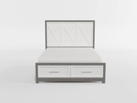 Rowan Ivory/Gray California King Platform Bed with Footboard Storage by Homelegance at Eve Furniture
