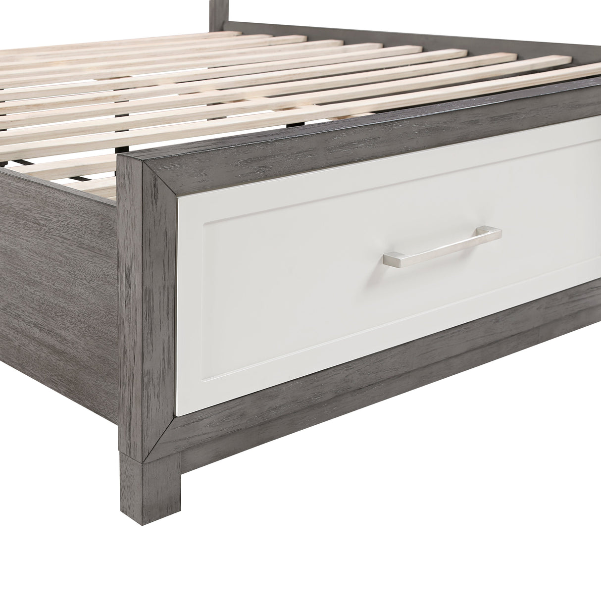 Rowan Ivory/Gray California King Platform Bed with Footboard Storage by Homelegance at Eve Furniture
