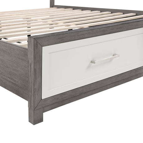 Rowan Ivory/Gray California King Platform Bed with Footboard Storage by Homelegance at Eve Furniture