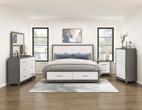 Rowan Ivory/Gray California King Platform Bed with Footboard Storage by Homelegance at Eve Furniture