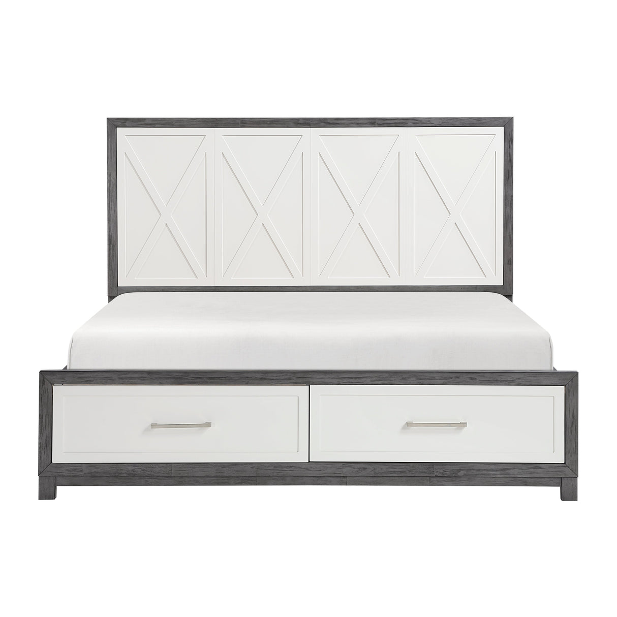 Rowan Ivory/Gray California King Platform Bed with Footboard Storage by Homelegance at Eve Furniture