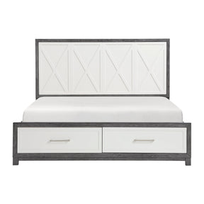 Rowan Ivory/Gray California King Platform Bed with Footboard Storage by Homelegance at Eve Furniture