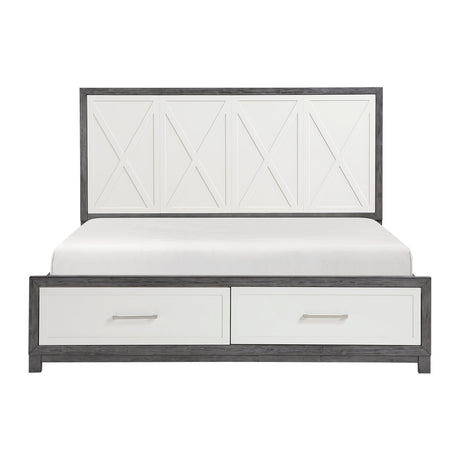 Rowan Ivory/Gray California King Platform Bed with Footboard Storage by Homelegance at Eve Furniture