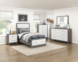 Rowan Ivory/Gray Twin Footboard Storage Platform Bed by Homelegance at Eve Furniture
