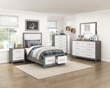 Rowan Ivory/Gray Twin Footboard Storage Platform Bed by Homelegance at Eve Furniture