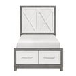 Rowan Ivory/Gray Twin Footboard Storage Platform Bed by Homelegance at Eve Furniture