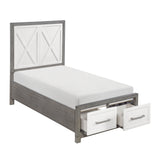 Rowan Ivory/Gray Youth Platform Bedroom Set with Footboard Storage by Homelegance at Eve Furniture