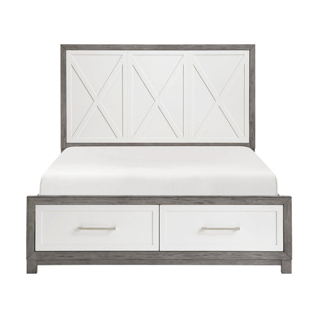 Rowan Ivory/Gray Youth Platform Bedroom Set with Footboard Storage by Homelegance at Eve Furniture