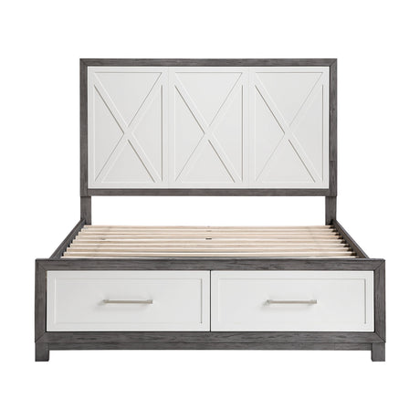 Rowan Ivory/Gray Youth Platform Bedroom Set with Footboard Storage by Homelegance at Eve Furniture