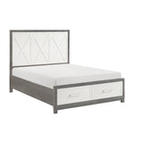 Rowan Ivory/Gray Youth Platform Bedroom Set with Footboard Storage by Homelegance at Eve Furniture