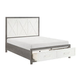 Rowan Ivory/Gray Youth Platform Bedroom Set with Footboard Storage by Homelegance at Eve Furniture