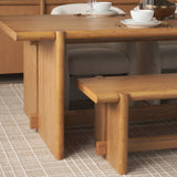 Rowan Light Brown Oak Wood Bench by Mercana at Eve Furniture