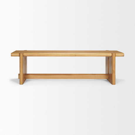 Rowan Light Brown Oak Wood Bench by Mercana at Eve Furniture