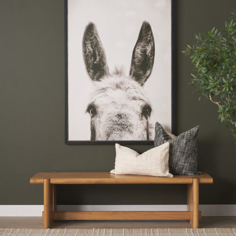 Rowan Light Brown Oak Wood Bench by Mercana at Eve Furniture