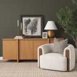 Rowan Light Brown Oak Wood Closed 4 Door Sideboard by Mercana at Eve Furniture