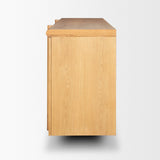 Rowan Light Brown Oak Wood Closed 4 Door Sideboard by Mercana at Eve Furniture