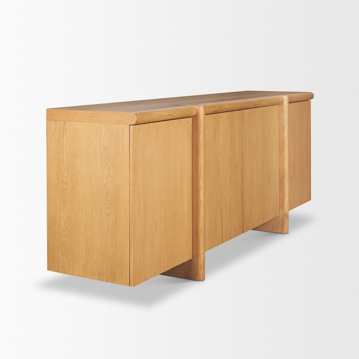 Rowan Light Brown Oak Wood Closed 4 Door Sideboard by Mercana at Eve Furniture