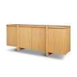 Rowan Light Brown Oak Wood Closed 4 Door Sideboard by Mercana at Eve Furniture