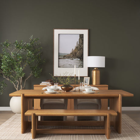 Rowan Light Brown Oak Wood Rectangular Dining Table by Mercana at Eve Furniture