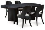 Rowanbeck Black Dining Table and 4 Chairs by Ashley at Eve Furniture
